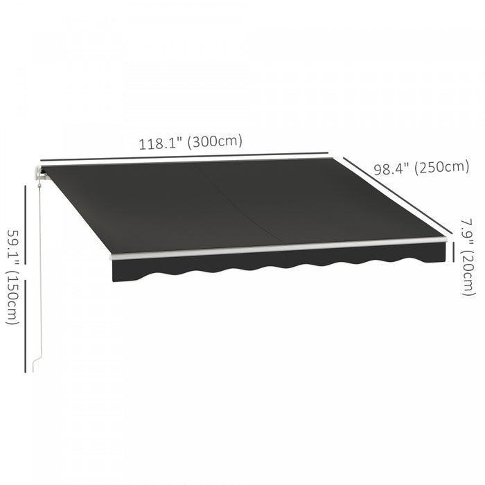 Outsunny 10' X 8' Auvent Retractable Electrique Avec Telecommande, Noir