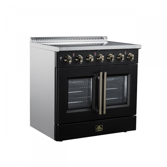 Cuisiniere electrique Galiano de 36 po a portes francaises, 5 foyers, 5,36 pi³, noir – FFSEL6917-36BLK