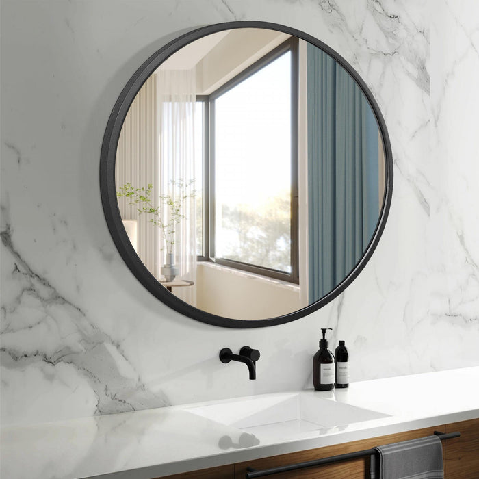 Miroir rond Arcus 24 po x 24 po fabriqué à la main - noir