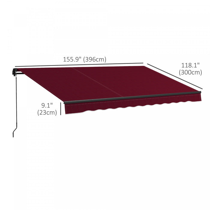 Outsunny 13' X 10' Auvent Retractable, Abri Pare-soleil, Rouge Vin