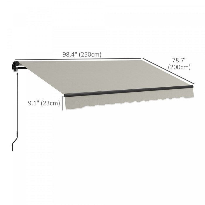 Outsunny 8' X 6,5' Auvent Retractable, Abri Pare-soleil, Gris Clair