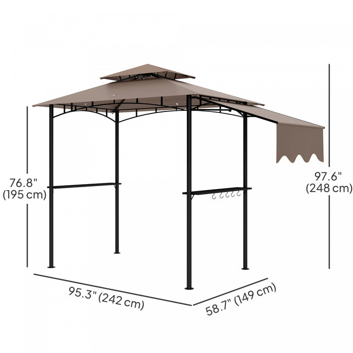 Outsunny Tonnelle De Barbecue 8' X 5', Abri Bbq A Deux Niveaux, Kaki