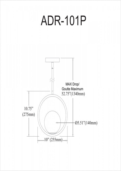 Luminaire suspendu Adrienna de Dainolite en verre blanc opale, avec fini laiton vieilli et 1 ampoule 10 po