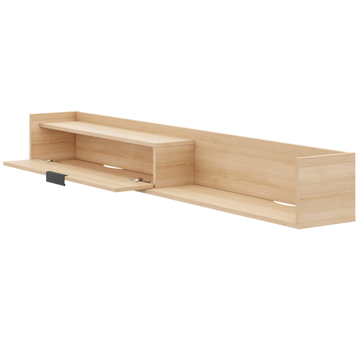 Meuble pour téléviseur mural mince Nordika de 72 po avec armoire de rangement - chêne blond naturel