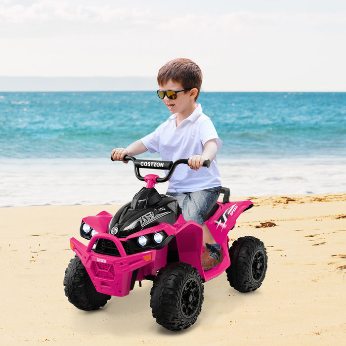 Costway 12v Batterie Alimentee Enfants Rouler Sur Atv Electrique 4 Roues Quad Car Avec Mp3 & Lumiere