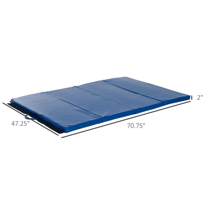 Soozier Tapis De Gymnastique Pliable 10,2 X 15,2 X 5,1 Cm, Tapis D'exercice Avec Poignees De Transport Pour Yoga, Mma, Arts Martiaux, Etirements, Entrainements De Base, Bleu