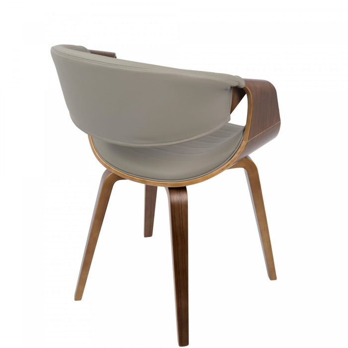 Chaise d’appoint de salle à manger moderne du milieu du 20e siècle Symphony en similicuir - noyer et gris