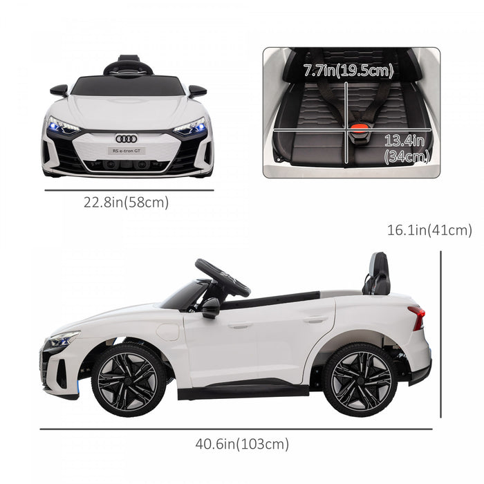 Aosom Audi Voiture Electrique Sous Licence Sur Avec Telecommande, 12v 3.1 Mph Jouet Pour 37-60 Mois Garcons Et Filles Avec Systeme De Suspension, Klaxon, Musique, Lumieres, Blanc
