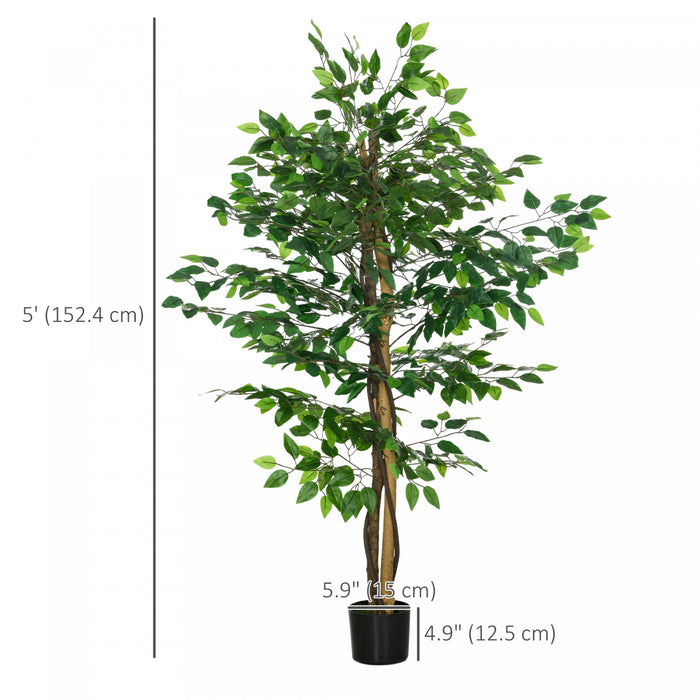 HOMCOM Lot de 2 arbres artificiels Ficus de 5pi pour decoration