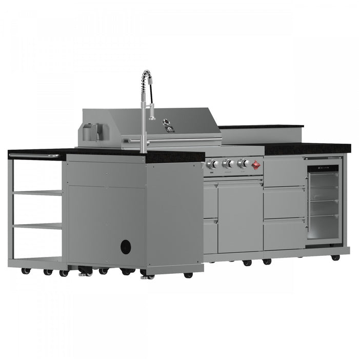 Cuisine d'exterieur Bulnes – BBQ en acier inoxydable de 84 000 BTU et comptoirs noirs – FODKT2520BLK