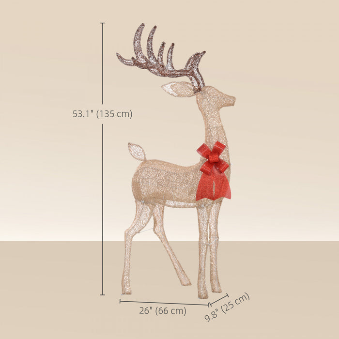 Outsunny Decoration de Noel renne lumineux avec 137 lumieres LED, Dore