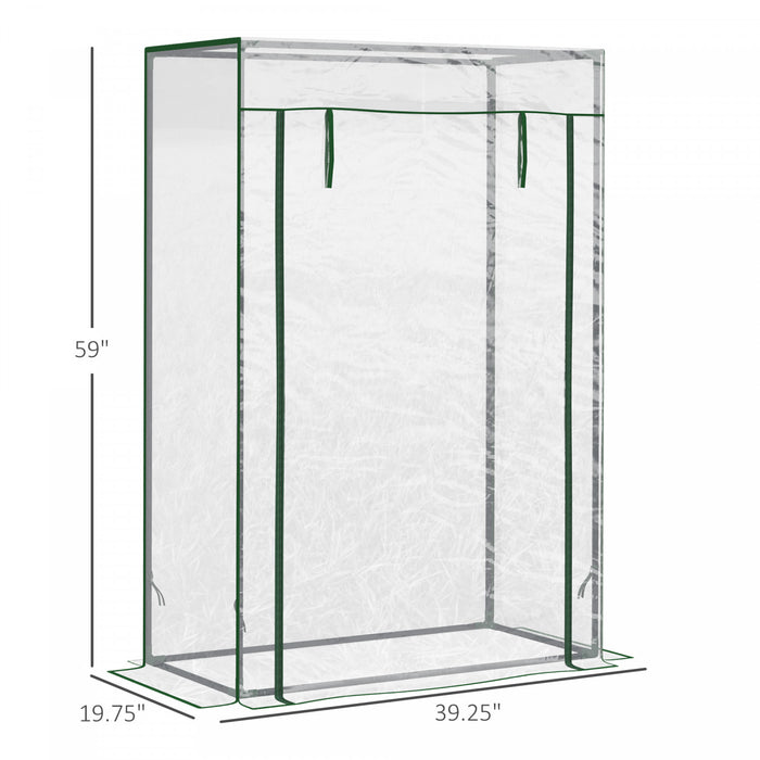 Outsunny Serre De Jardin Couverture En Pvc Avec Cadre En Acier Pour Serre 101,6 X 50,8 X 152,4 Cm Avec Porte Enroulable Exterieure Pour Arriere-cour, Balcon, Jardin, Vert