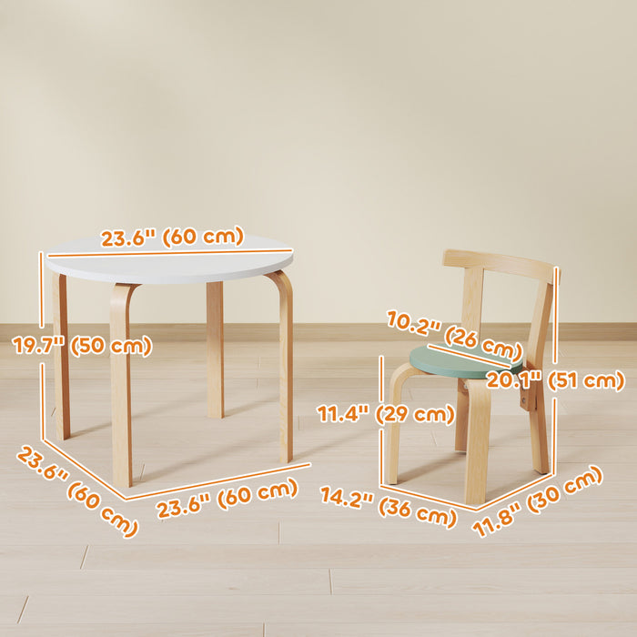 Qaba Ensemble table et chaises pour enfants, table et chaises en bois, vert