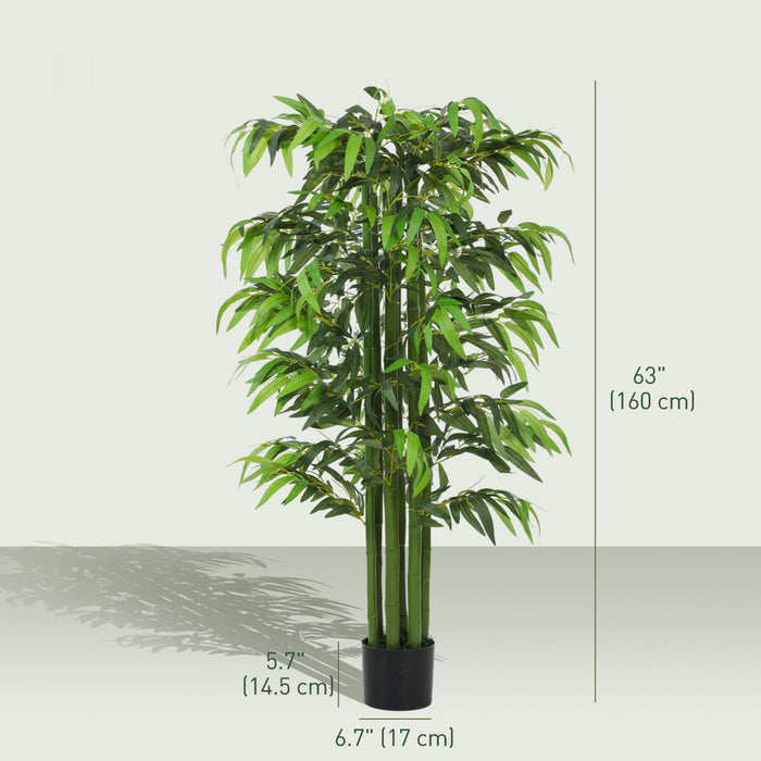 HOMCOM Bambou artificiel 5.3' pour decoration interieure, Lot de 2, vert