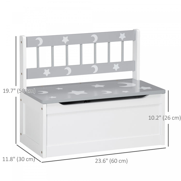 Qaba Banc de Rangement pour Enfants avec Dossier, Gris