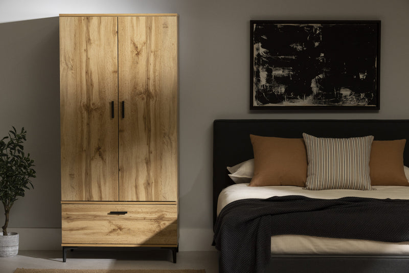 Musano Armoire Penderie Avec Portes Et Tiroir - Chene Nordique