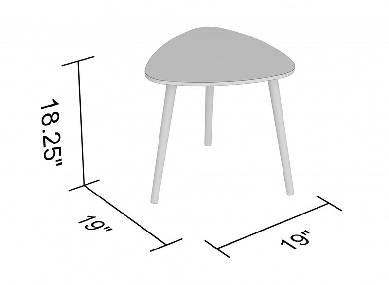 Table de bout avec pattes en pin - dessus blanc