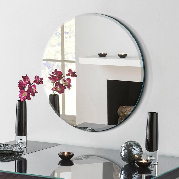 Miroir rond Arcus 36 po x 36 po sans cadre avec bordure biseautée