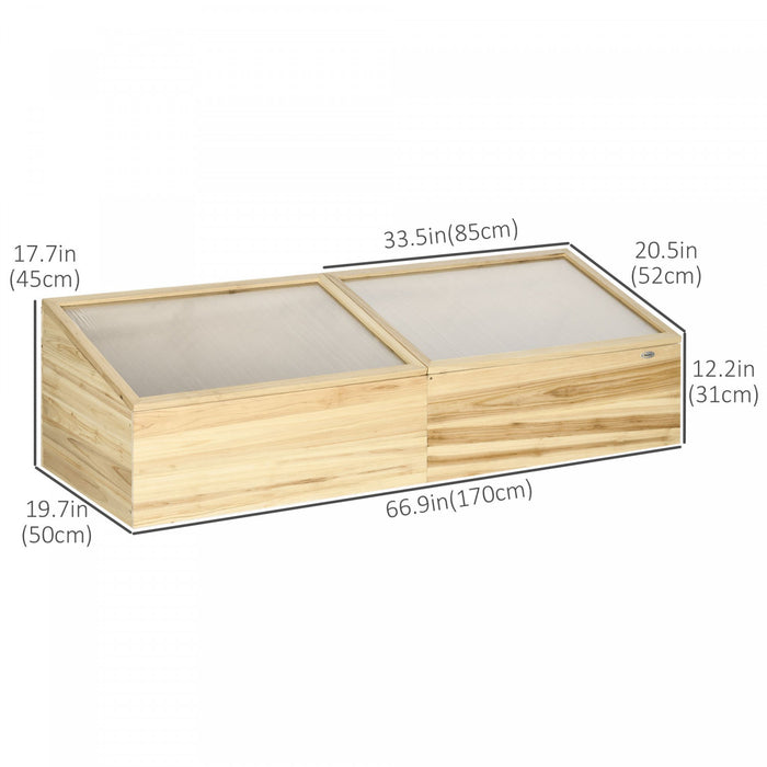 Outsunny Cadre Froid En Bois Avec Toit Ouvrant, Mini-serre, Naturel