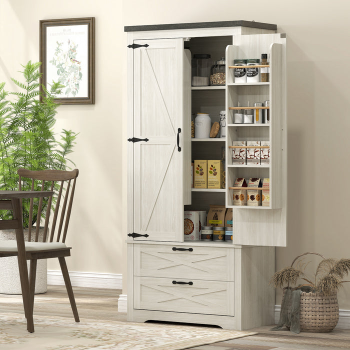 HOMCOM Armoire garde-manger de cuisine 64\" avec portes et tiroirs, blanc