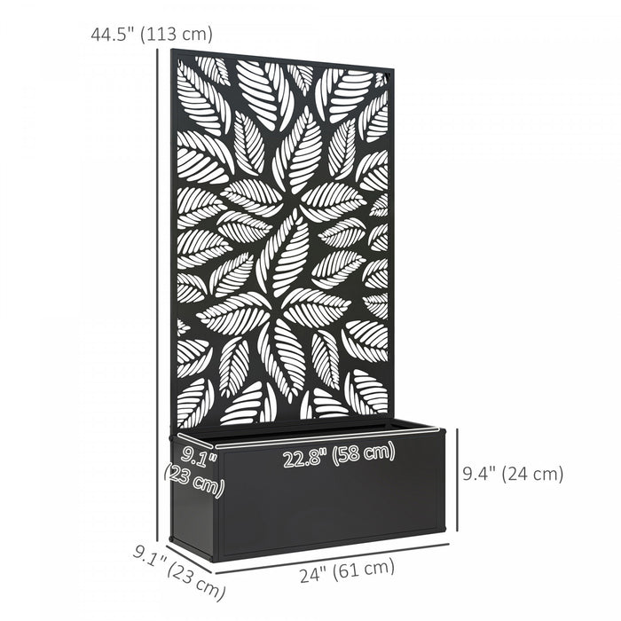 Outsunny Lit de jardin sureleve avec panneau d'intimite jardiniere en metal
