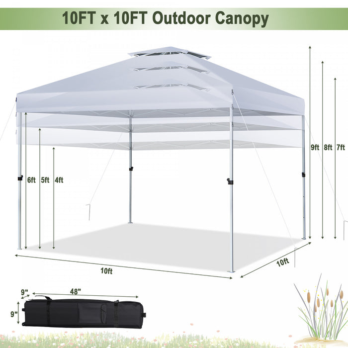 Costway 2-tier 10’ X 10’ Pop-up Canopy Tente Gazebo Instantane Reglable Porter Sac With Wheel