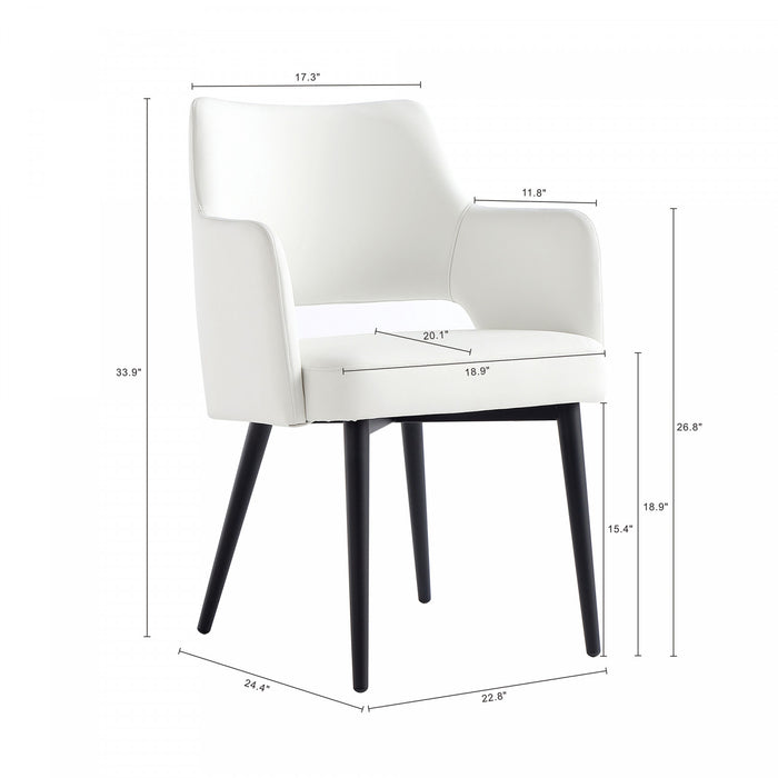 Fauteuil moderne Tremont en metal et cuir vegetalien blanc