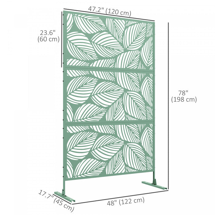 Outsunny Metal Privacy Screen W/ Vis D’expansion Diviseur, Feuille