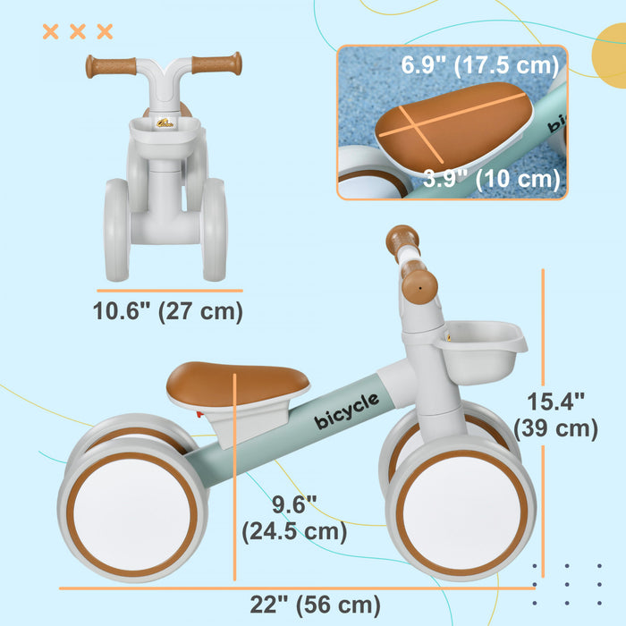 Qaba Velo D'equilibre Pour Bebe, Velo D'equilibre Avec Siege Reglable, Vert