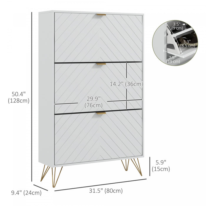 HOMCOM Meuble de Rangement pour Chaussures avec 3 Tiroirs,18 Paires Blanc