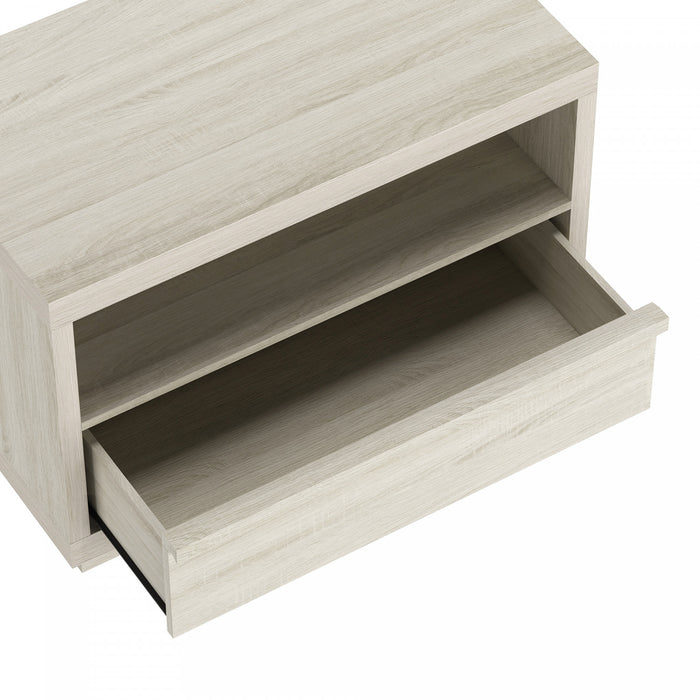 Table de nuit contemporaine Navis 32\" en chene blanchi (1 tiroir)