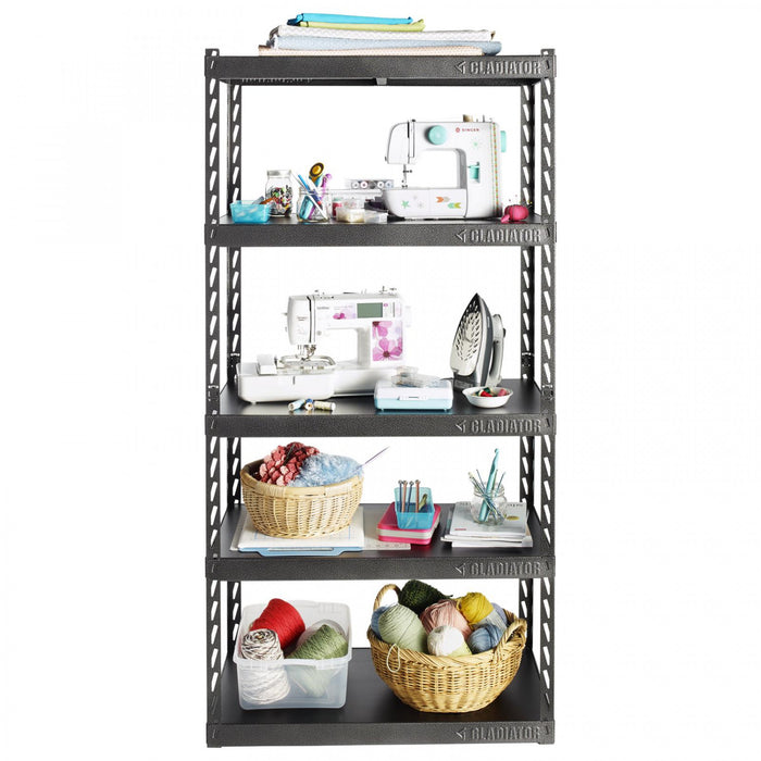 Étagère EZ Connect de 36 po de largeur à 5 tablettes de 18 po de profondeur de Gladiator - granite martelé