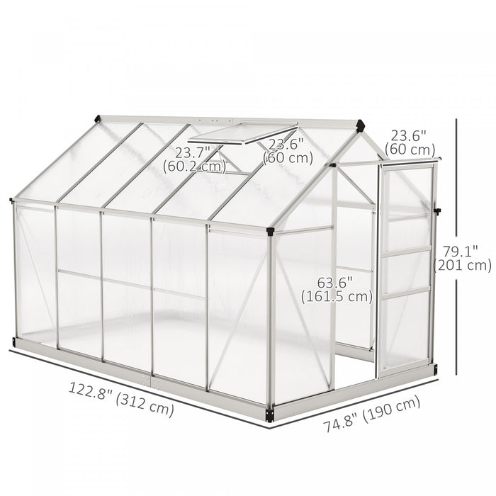 Outsunny Serre, Serre De Plain-pied Transparente Avec Porte Coulissante