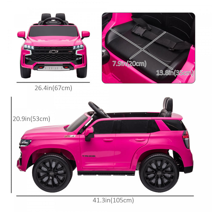 Aosom Chevrolet Voiture Electrique Sous Licence 12 V Pour Enfants Avec Telecommande, Klaxon, Cadeau Pour Les 3-6 Ans Pour Garcons Et Filles Avec Lecteur De Musique, Rose