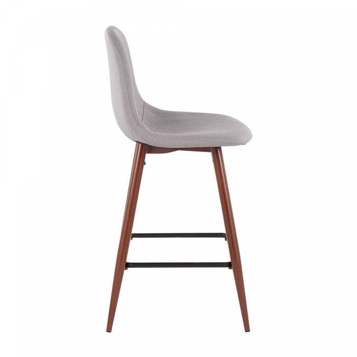 Tabouret moderne du milieu du 20e siècle Pebble de hauteur comptoir en tissu gris clair - ensemble de 2