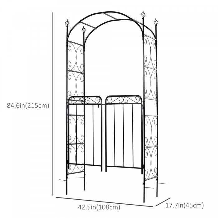 Outsunny - Arche De Jardin En Acier De 7 Pieds Avec Portes A Volutes Pour Les Ceremonies, Les Mariages, Les Fetes, Les Jardins Et Les Pelouses.