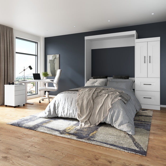 Grand lit escamotable Edge de Bestar avec garde-robe (90 po [L]) - blanc