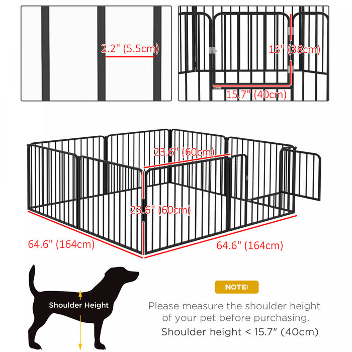 Pawhut Parc Pour Chien, 8 Panneaux De 24\" De Hauteur En Acier, Enclos D'exercice Pour Chiots, Design Diy, Exterieur Interieur, Pour Petits Chiens.