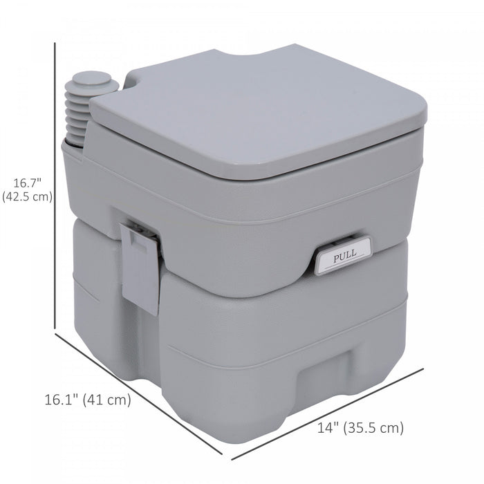 Outsunny Toilettes Portatives, Toilettes De Voyage Avec Couvercle, Gris