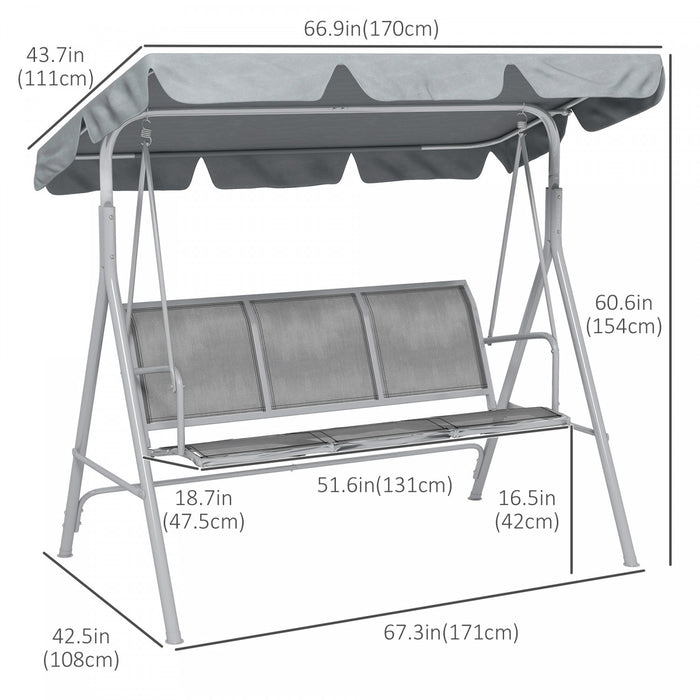 Outsunny Balancoire De Patio 3 Places, Chaise Exterieure D'oscillation