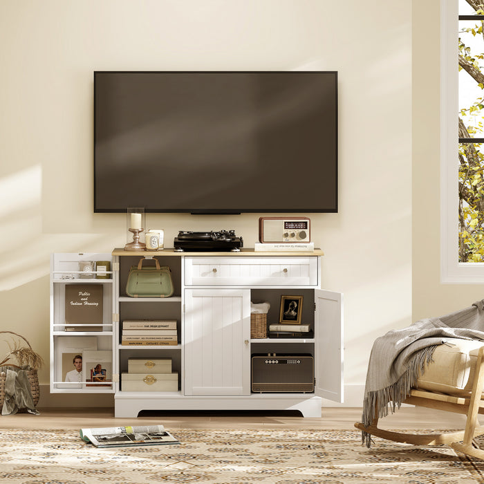 HOMCOM Buffet 41\" avec tiroir de rangement et etagere reglable, blanc