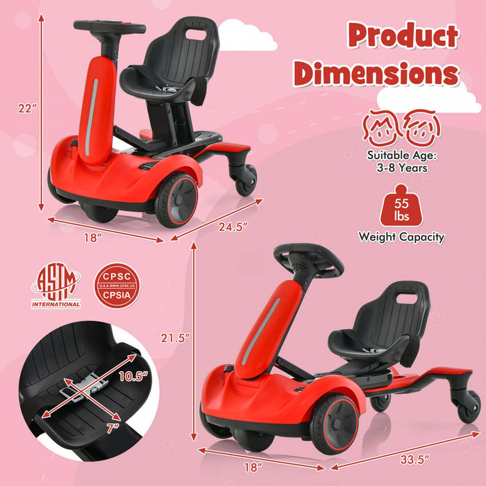 6v Karts De Drift, Voiture Karts Electrique Pour Enfants, Avec 5 Roues, Siege Reglable, Effets Sonores&klaxon, Jouet Voiture Enfants Avec Fonction De Derive, Pour 3-8 Ans, Charge 25 Kg, Rouge/rose/noir