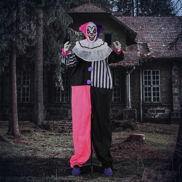 Outsunny decoration d'Halloween taille reelle 173 cm, clown anime avec mouvements