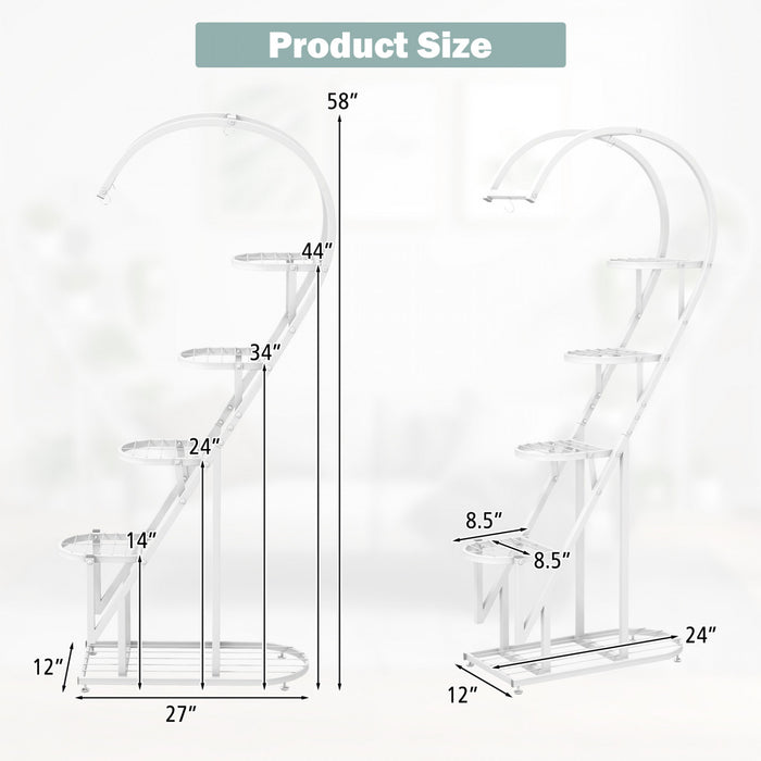 Costway 5 Etagere En Forme De Cœur Avec Crochet Suspendu Pour Plusieurs Plantes Blanc