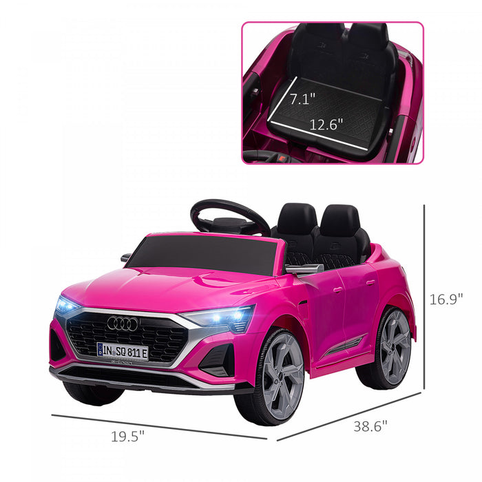 Qaba Audi Q8 Etron Sportback Voiture Electrique Pour Enfants Alimentee Par Batterie 12 V Avec Telecommande, Suspension A Ressort, Phares, Klaxon Musical, Pour 3 A 6 Ans, Rose