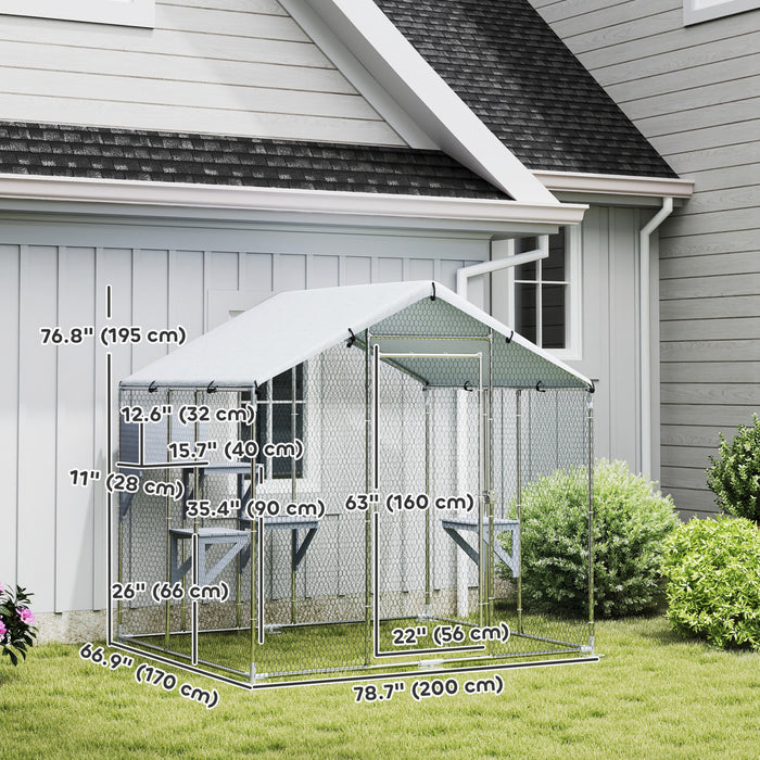 Catio Exterieur Extra Large 79\" en Metal avec Couverture Impermeable