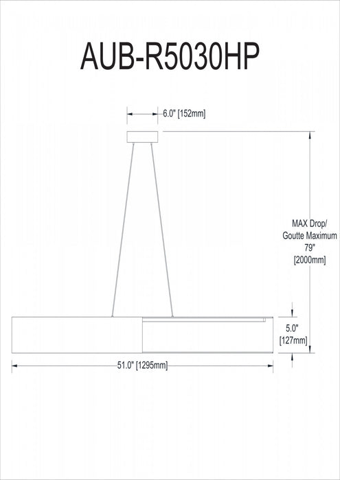 Luminaire suspendu horizontal Aubrey de Dainolite ovale avec abat-jour blanc et doré, fini laiton vieilli et ampoule de 30 W