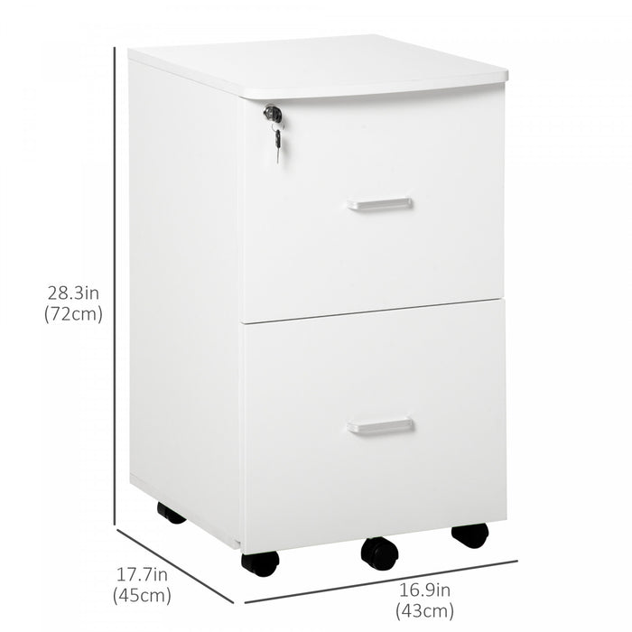 Vinsetto Classeur De Bureau Mobile A 2 Tiroirs Avec Serrure