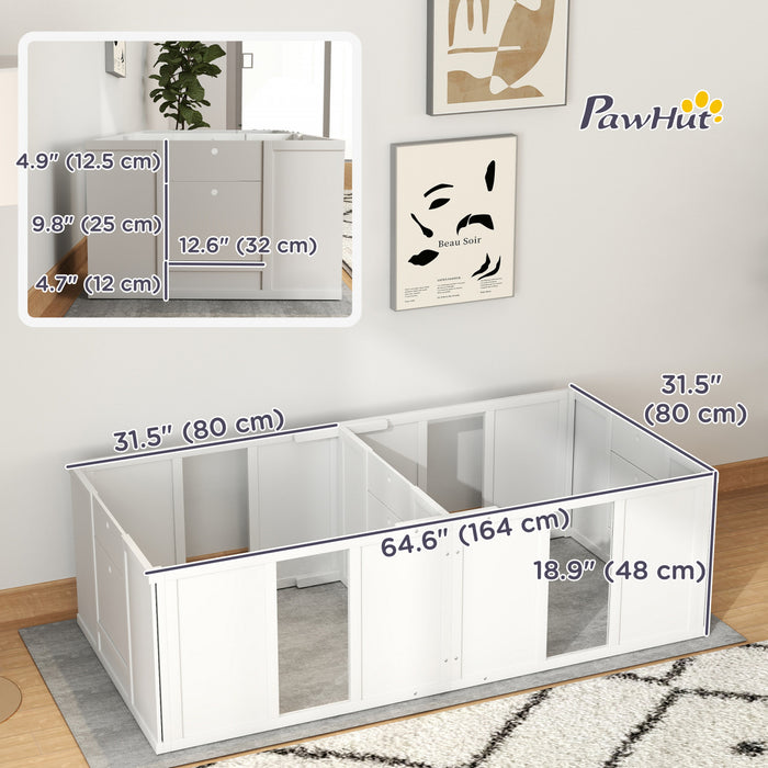 Pawhut Boite De Mise Bas Pour Chiens Et Chiots, Enclos De Mise Bas Pour Chien, Interieur Avec Portes Amovibles A Hauteur Reglable, Pour Chiens De Petite Taille, 65\" X 31,5\" X 19\"