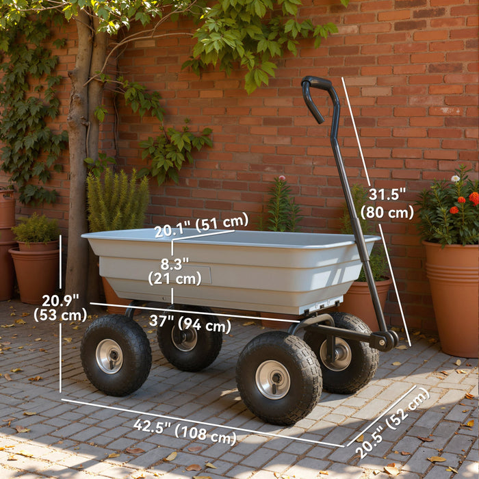 Outsunny Chariot de Jardin en Acier avec Poignee et Roues de 10\", Gris
